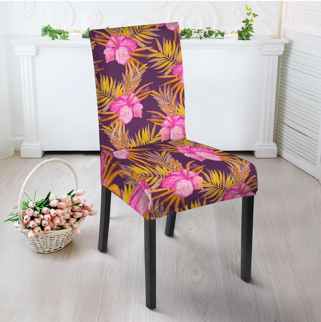 Watercolor Hibiscus Flower Hawaiian Print Chair Cover-grizzshop