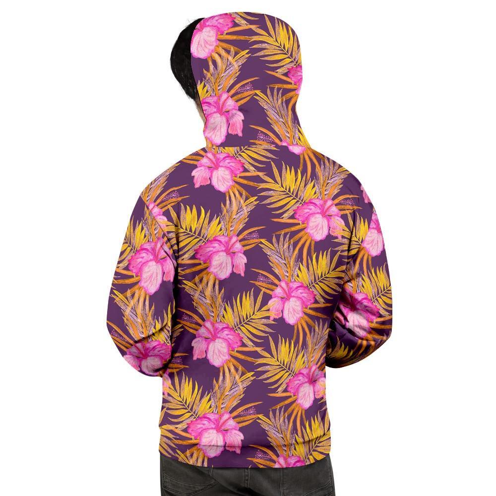 Watercolor Hibiscus Flower Hawaiian Print Men's Hoodie-grizzshop