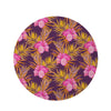 Watercolor Hibiscus Flower Hawaiian Print Round Rug-grizzshop