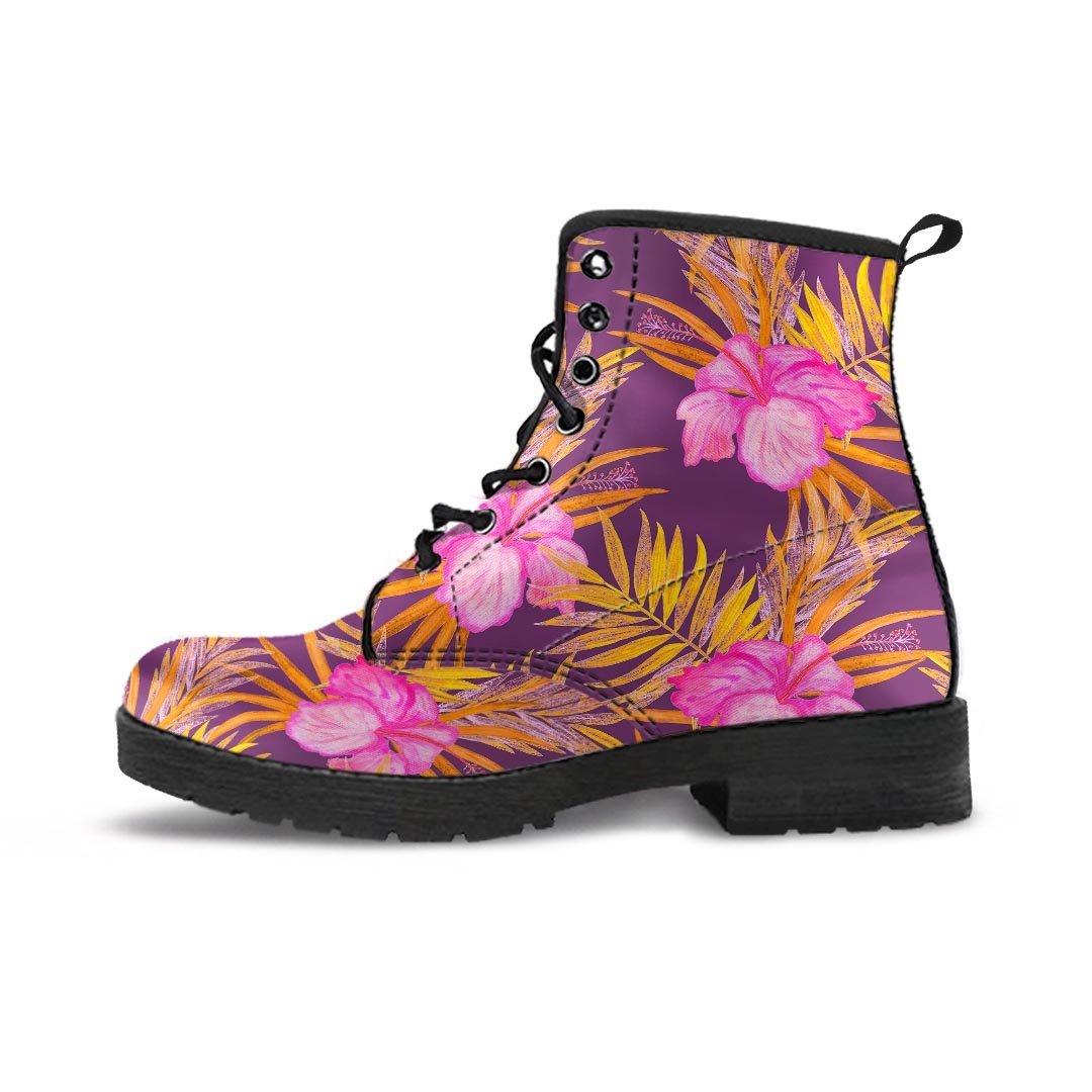Watercolor Hibiscus Flower Hawaiian Print Women's Boots-grizzshop