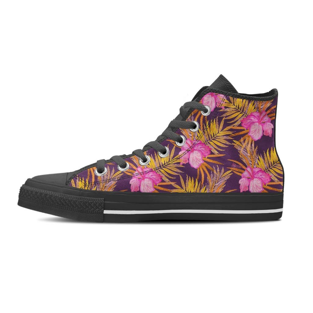 Watercolor Hibiscus Flower Hawaiian Print Women's High Top Shoes-grizzshop