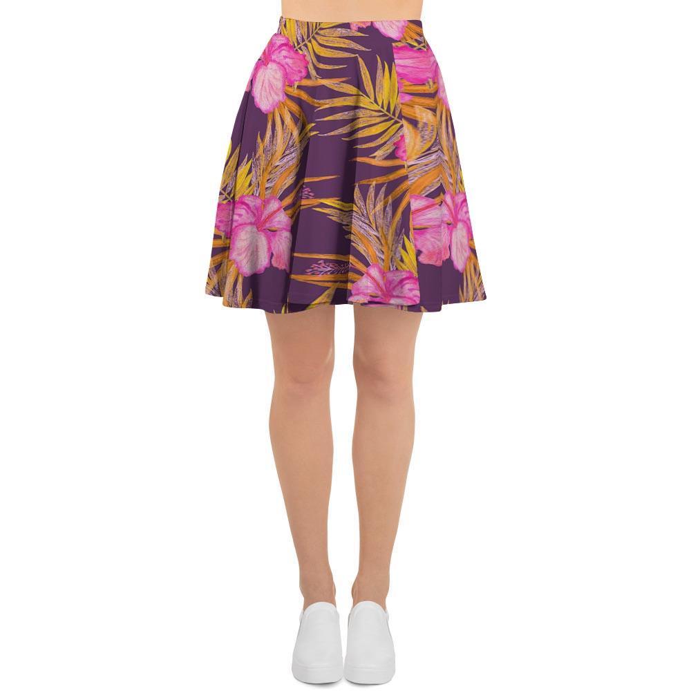Watercolor Hibiscus Flower Hawaiian Print Women's Skirt-grizzshop