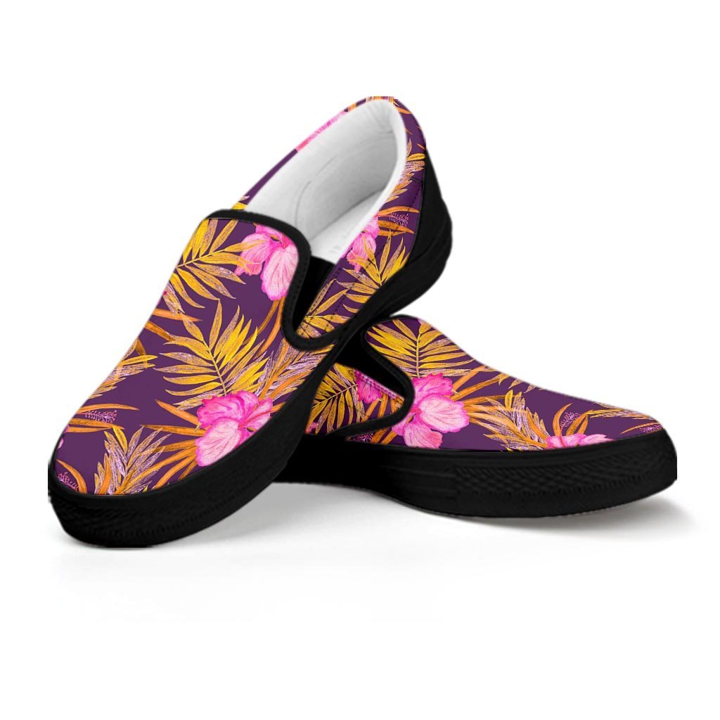 Watercolor Hibiscus Flower Hawaiian Print Women's Slip On Sneakers-grizzshop