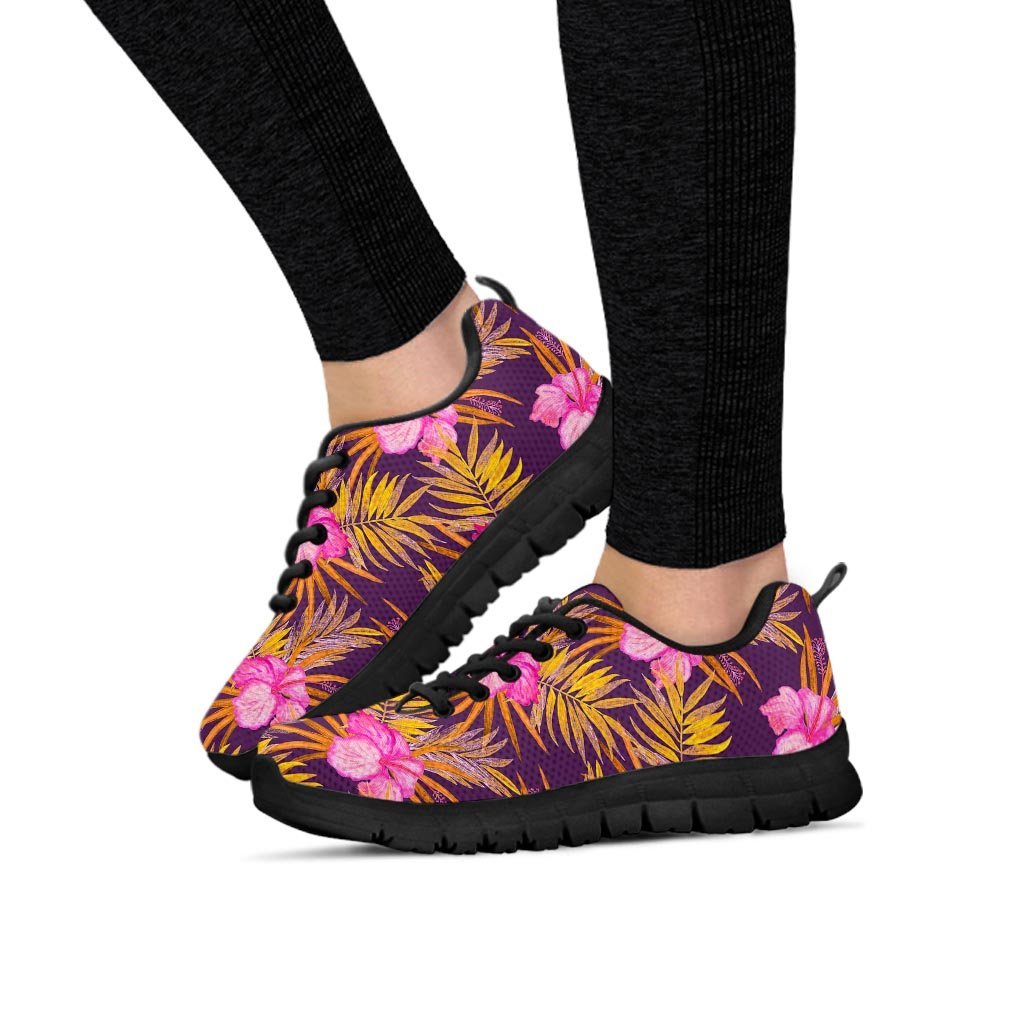 Watercolor Hibiscus Flower Hawaiian Print Women's Sneakers-grizzshop