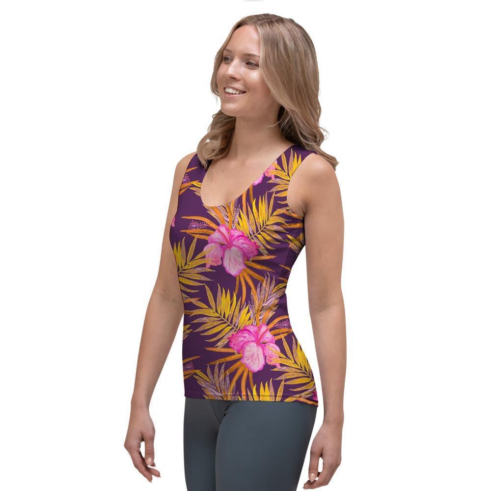 Watercolor Hibiscus Flower Hawaiian Print Women's Tank Top-grizzshop