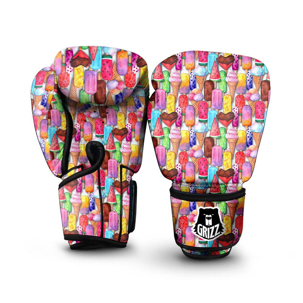 Watercolor Ice Cream Print Pattern Boxing Gloves-grizzshop