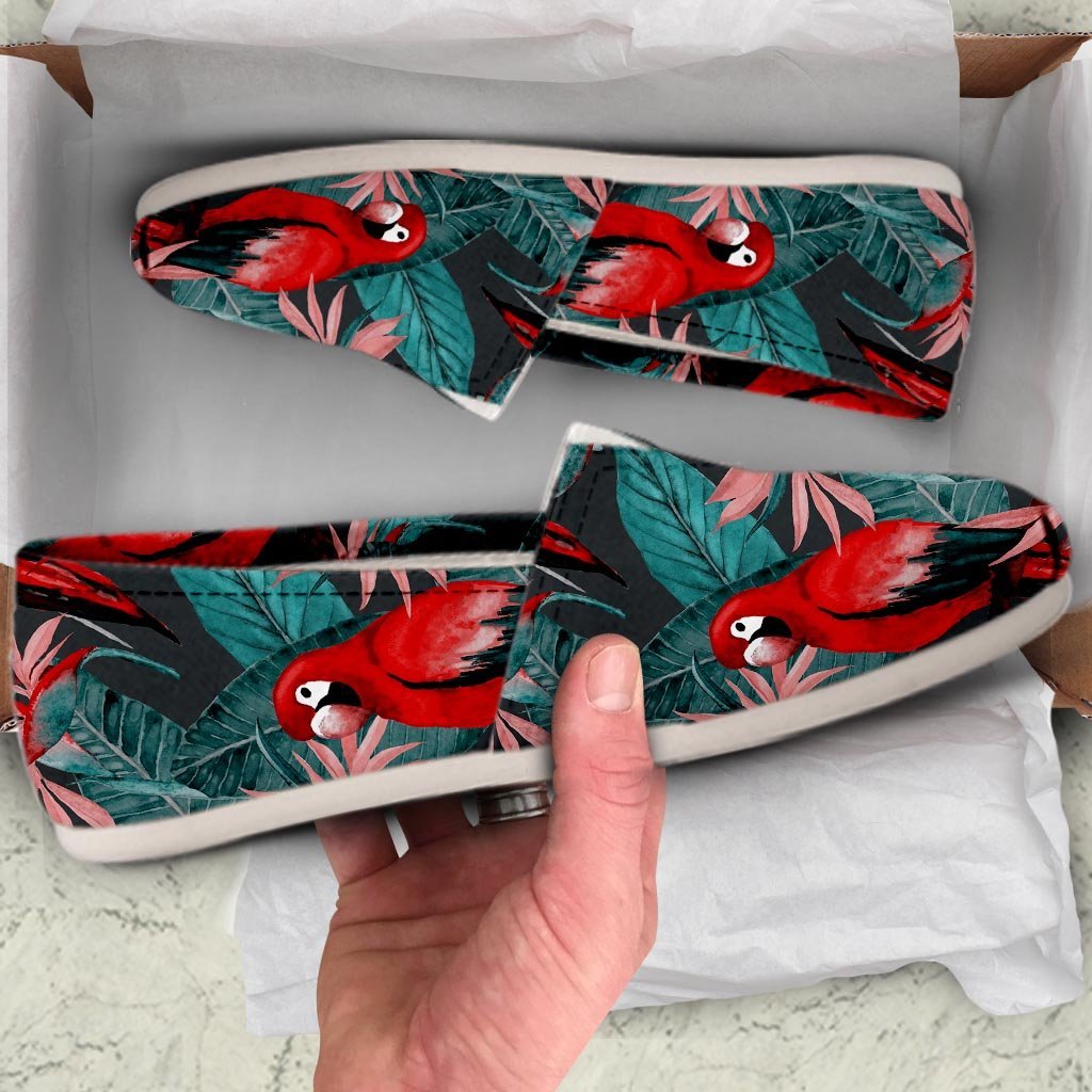 Watercolor Parrot Tropical Print Canvas Shoes-grizzshop