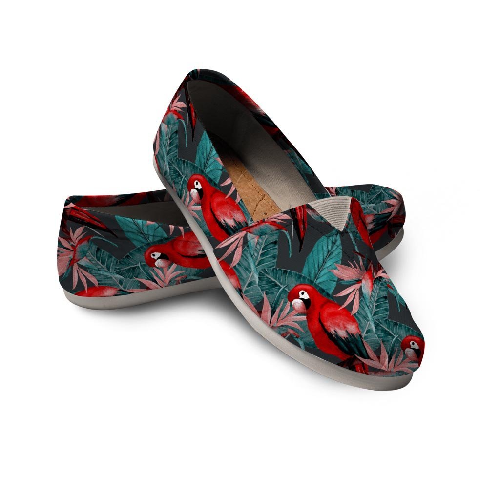 Watercolor Parrot Tropical Print Canvas Shoes-grizzshop