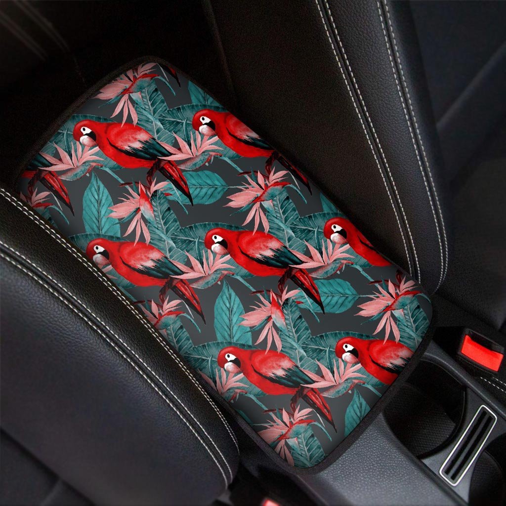 Watercolor Parrot Tropical Print Car Console Cover-grizzshop
