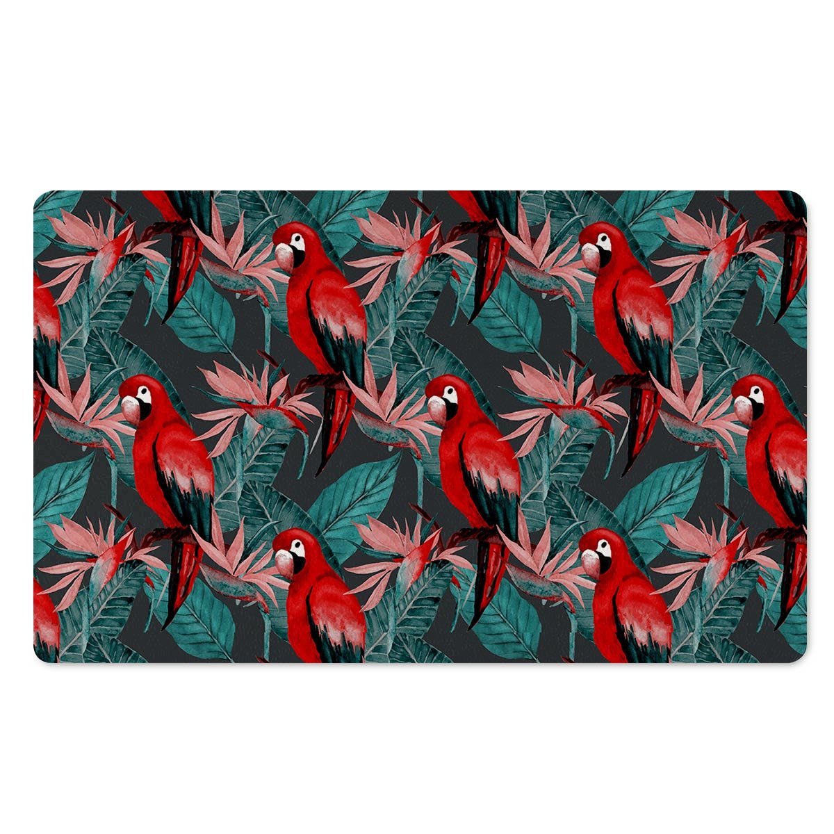 Watercolor Parrot Tropical Print Door Mat-grizzshop
