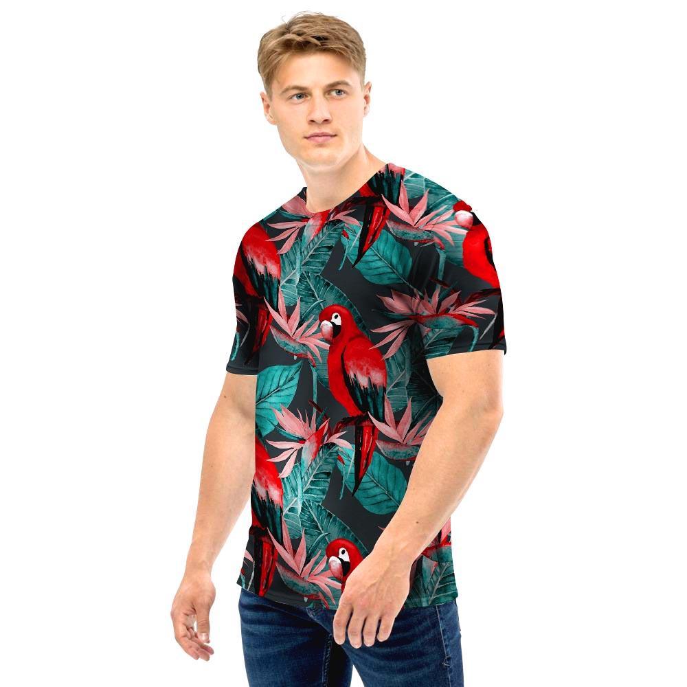 Watercolor Parrot Tropical Print Men T Shirt-grizzshop