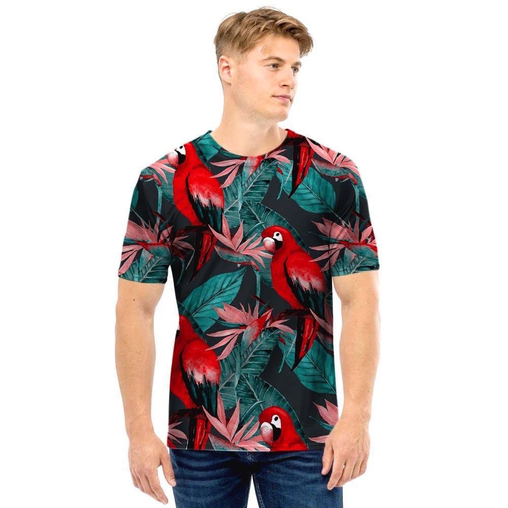 Watercolor Parrot Tropical Print Men T Shirt-grizzshop