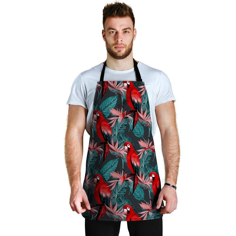 Watercolor Parrot Tropical Print Men's Apron-grizzshop