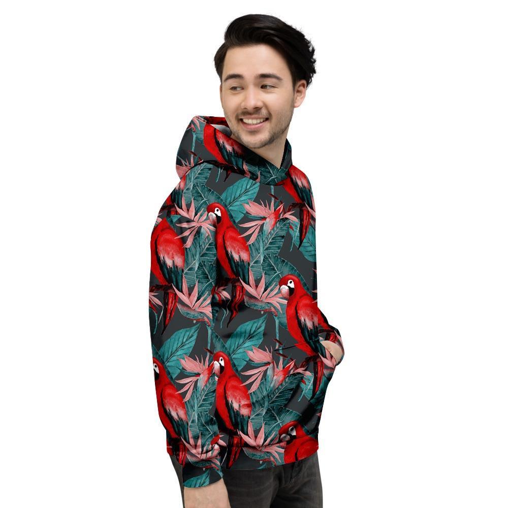 Watercolor Parrot Tropical Print Men's Hoodie-grizzshop