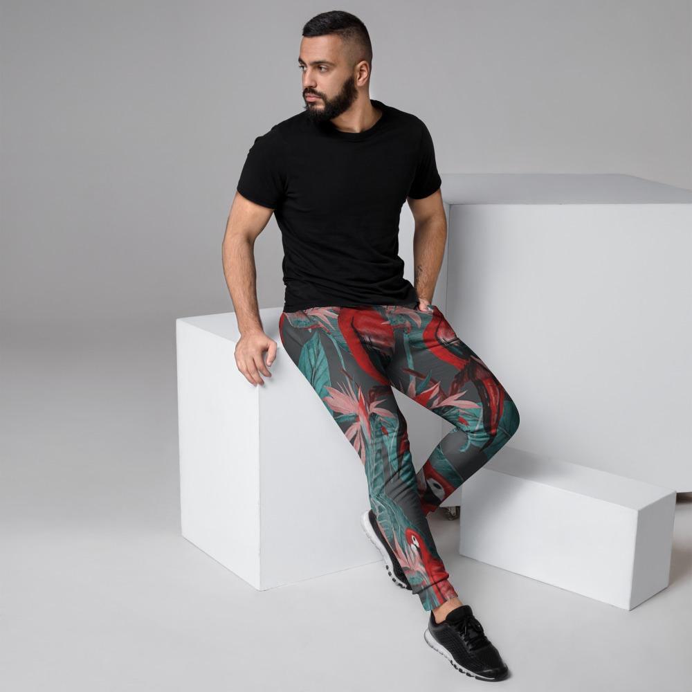 Watercolor Parrot Tropical Print Men's Joggers-grizzshop