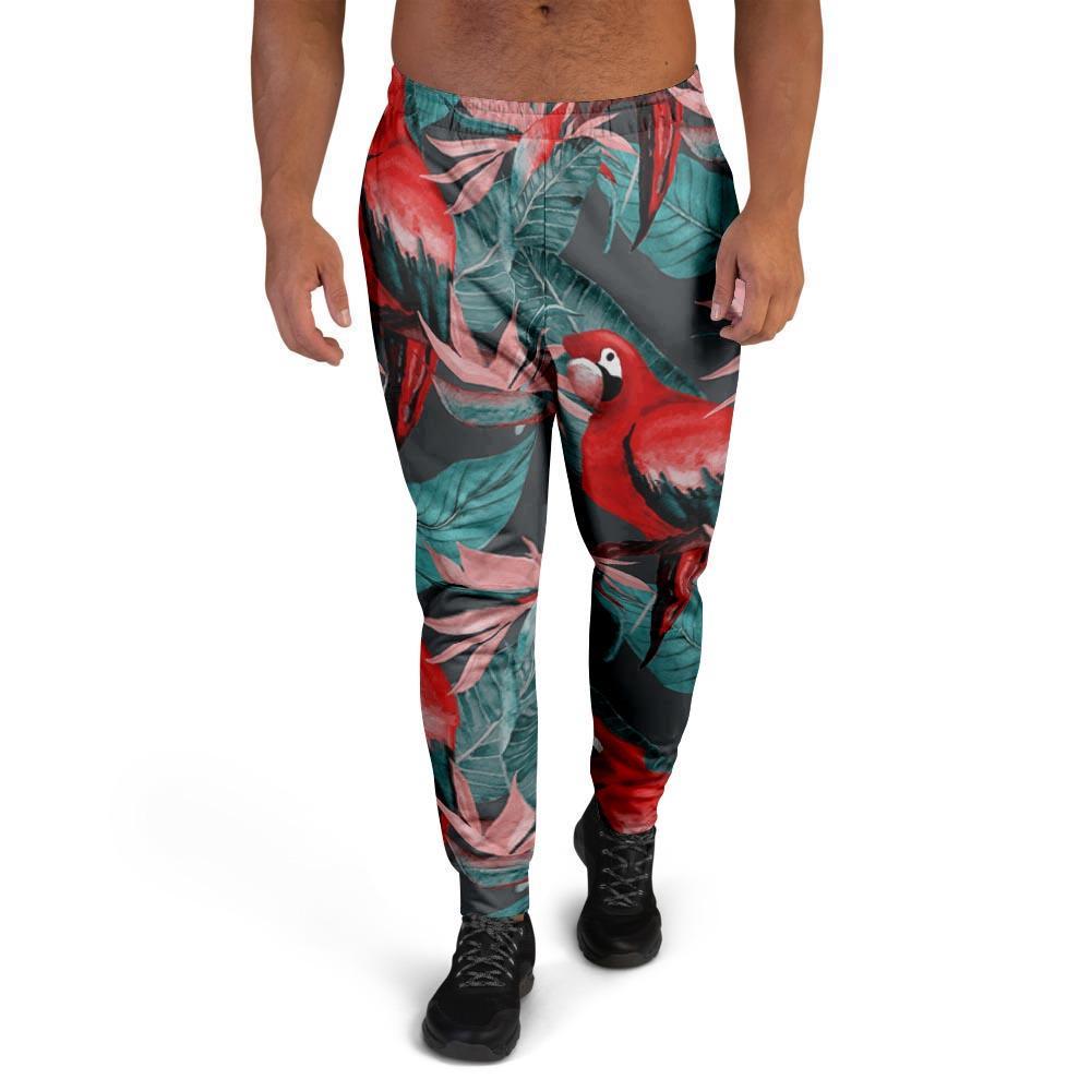 Watercolor Parrot Tropical Print Men's Joggers-grizzshop