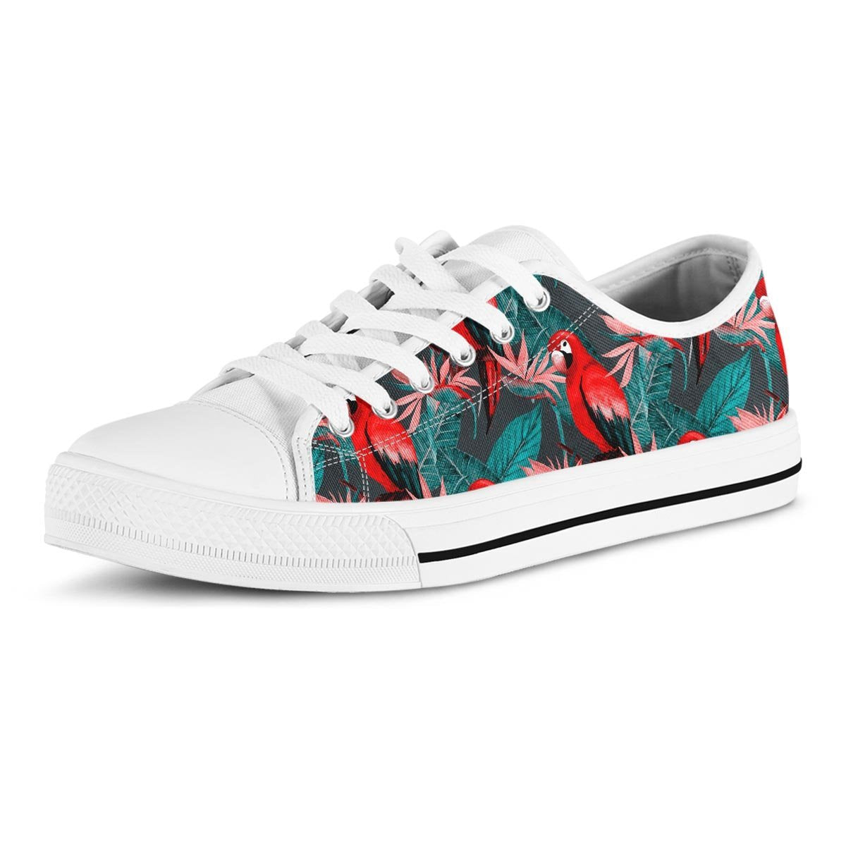 Watercolor Parrot Tropical Print Men's Low Top Shoes-grizzshop