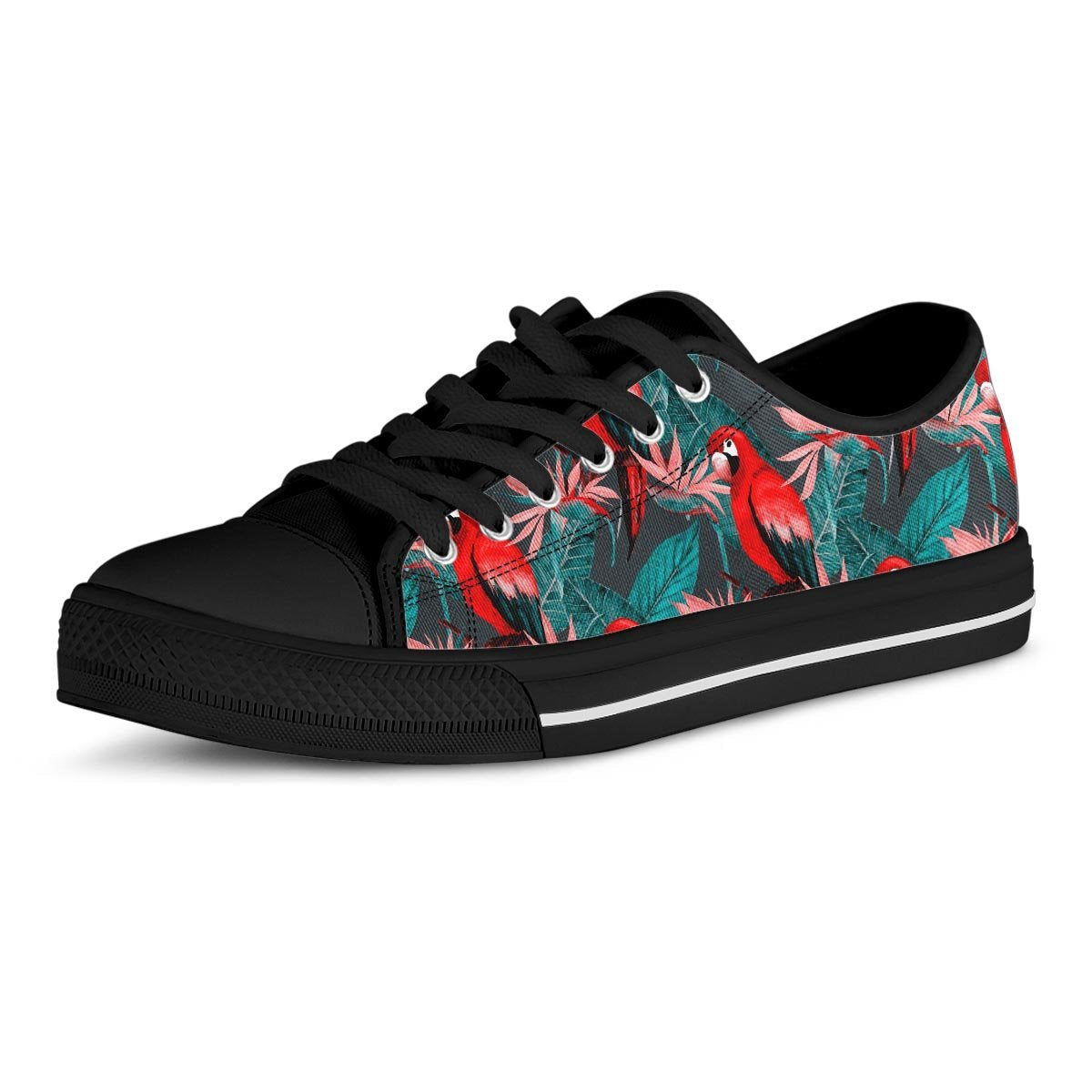 Watercolor Parrot Tropical Print Men's Low Top Shoes-grizzshop