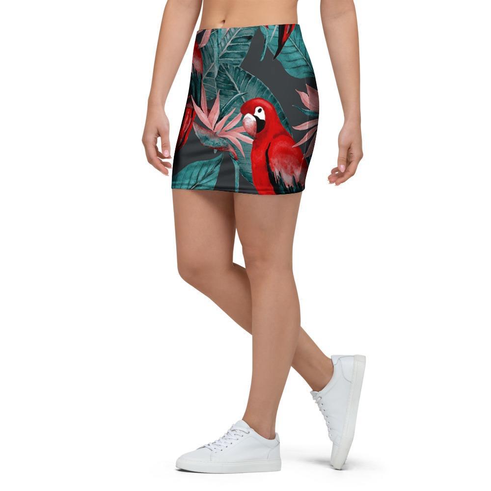 Watercolor Parrot Tropical Print Mini Skirt-grizzshop