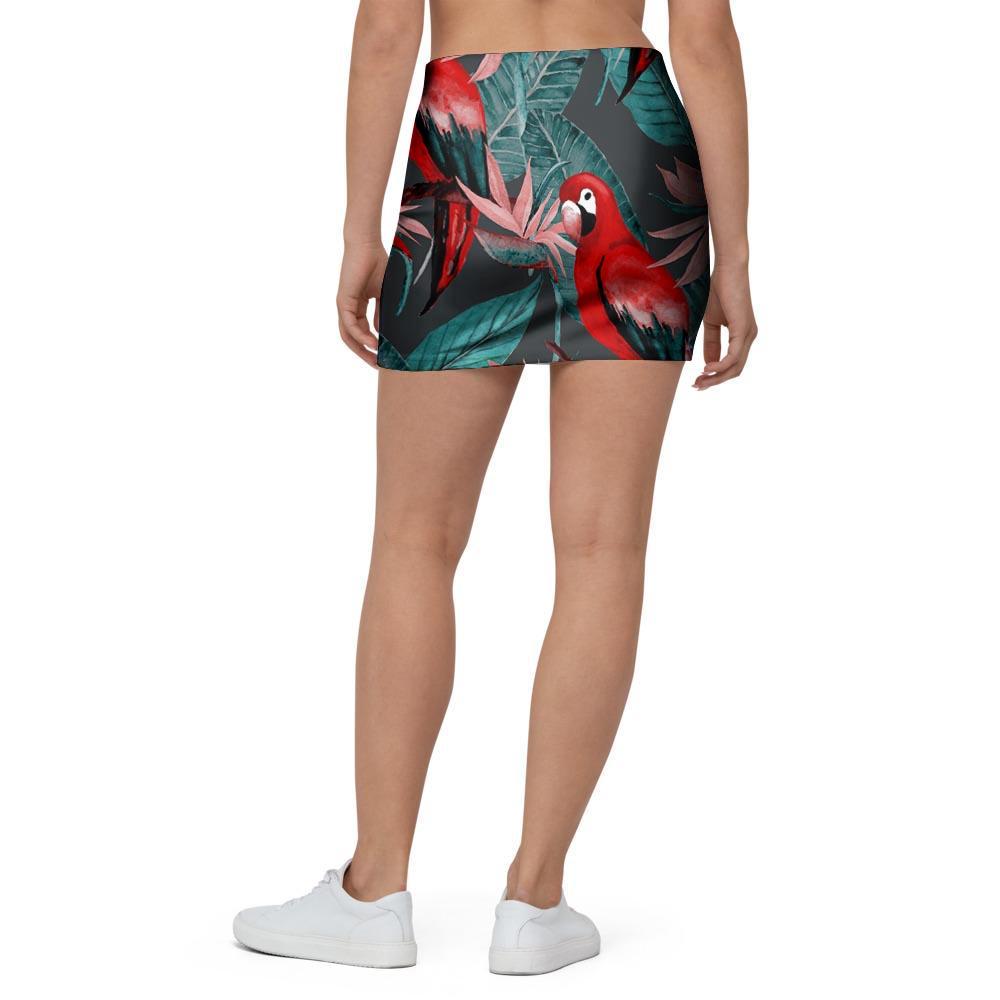 Watercolor Parrot Tropical Print Mini Skirt-grizzshop