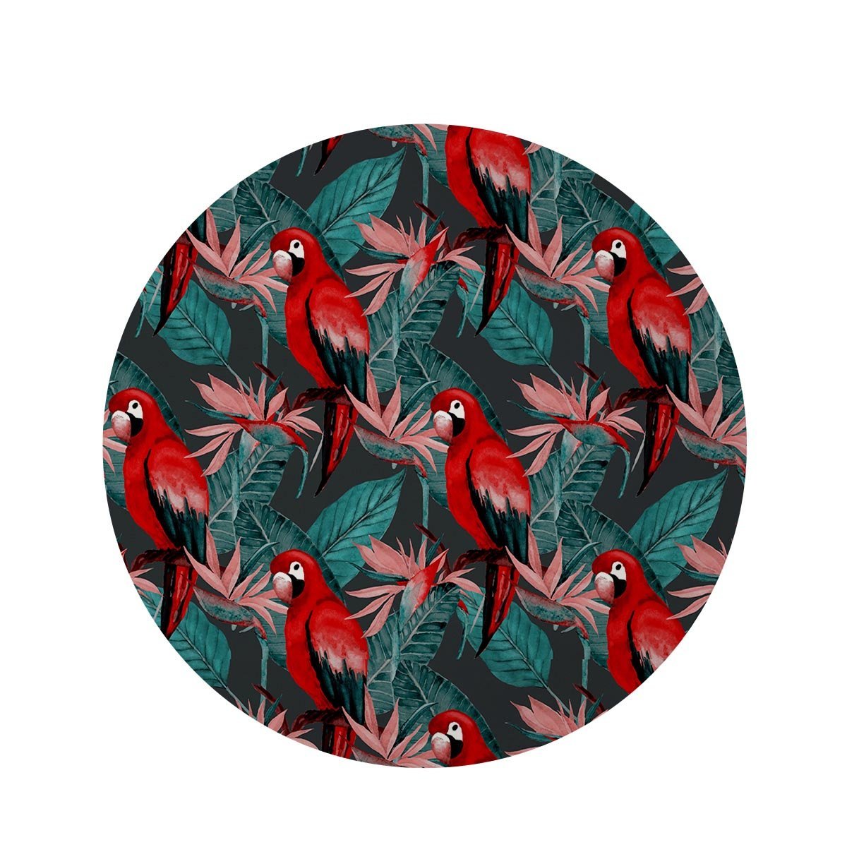 Watercolor Parrot Tropical Print Round Rug-grizzshop