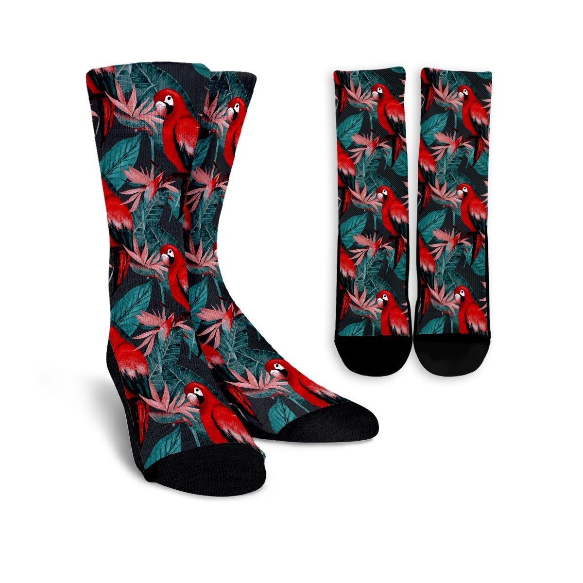 Watercolor Parrot Tropical Print Unisex Socks-grizzshop