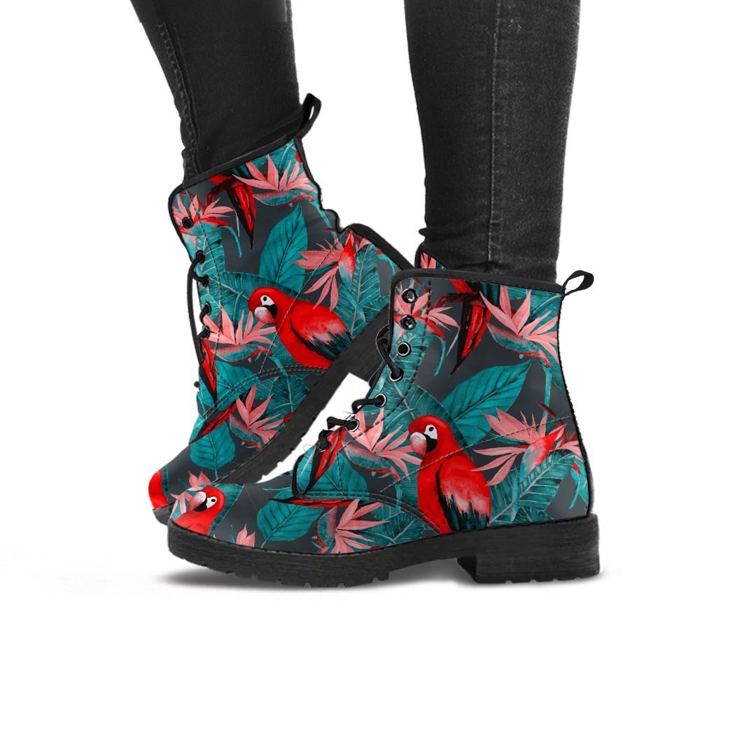 Watercolor Parrot Tropical Print Women's Boots-grizzshop