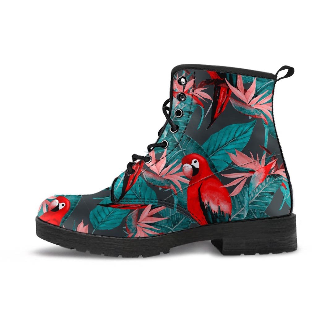 Watercolor Parrot Tropical Print Women's Boots-grizzshop