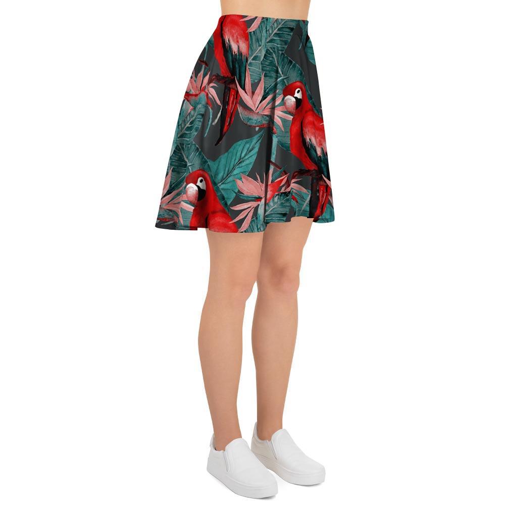 Watercolor Parrot Tropical Print Women's Skirt-grizzshop
