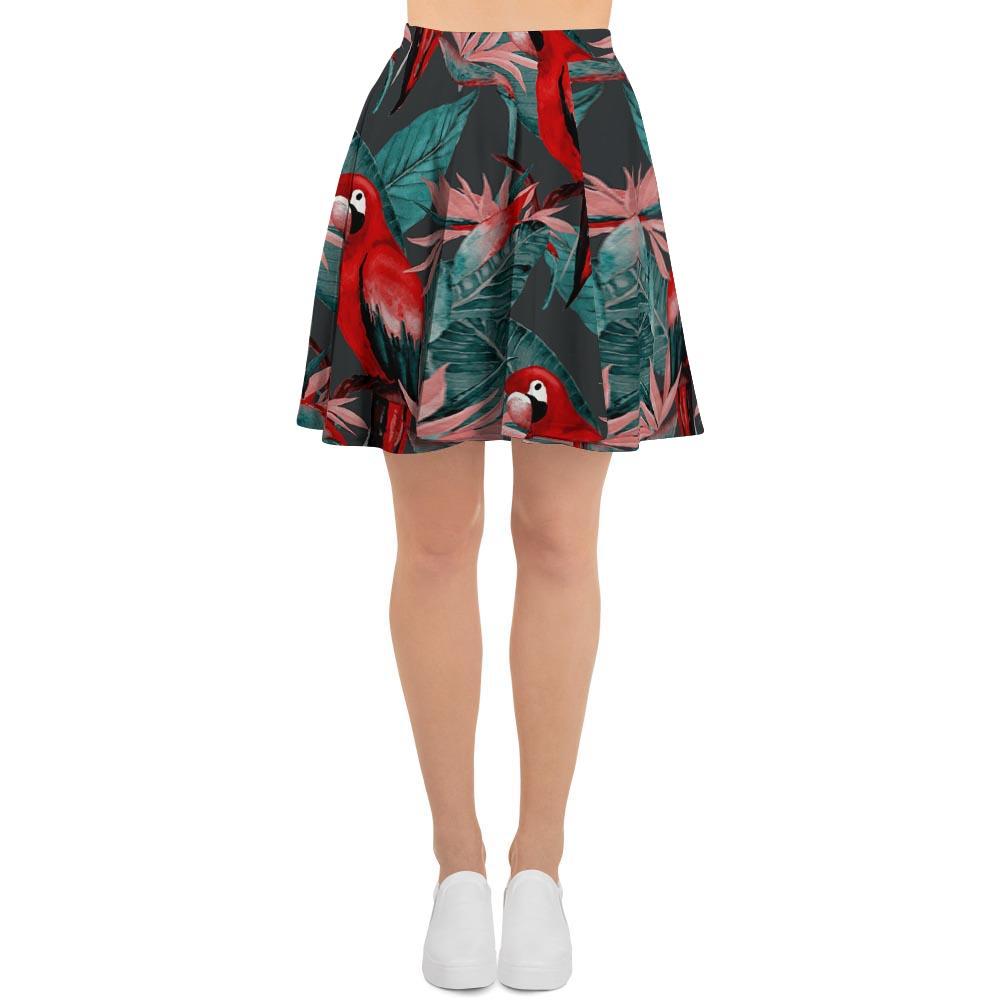 Watercolor Parrot Tropical Print Women's Skirt-grizzshop