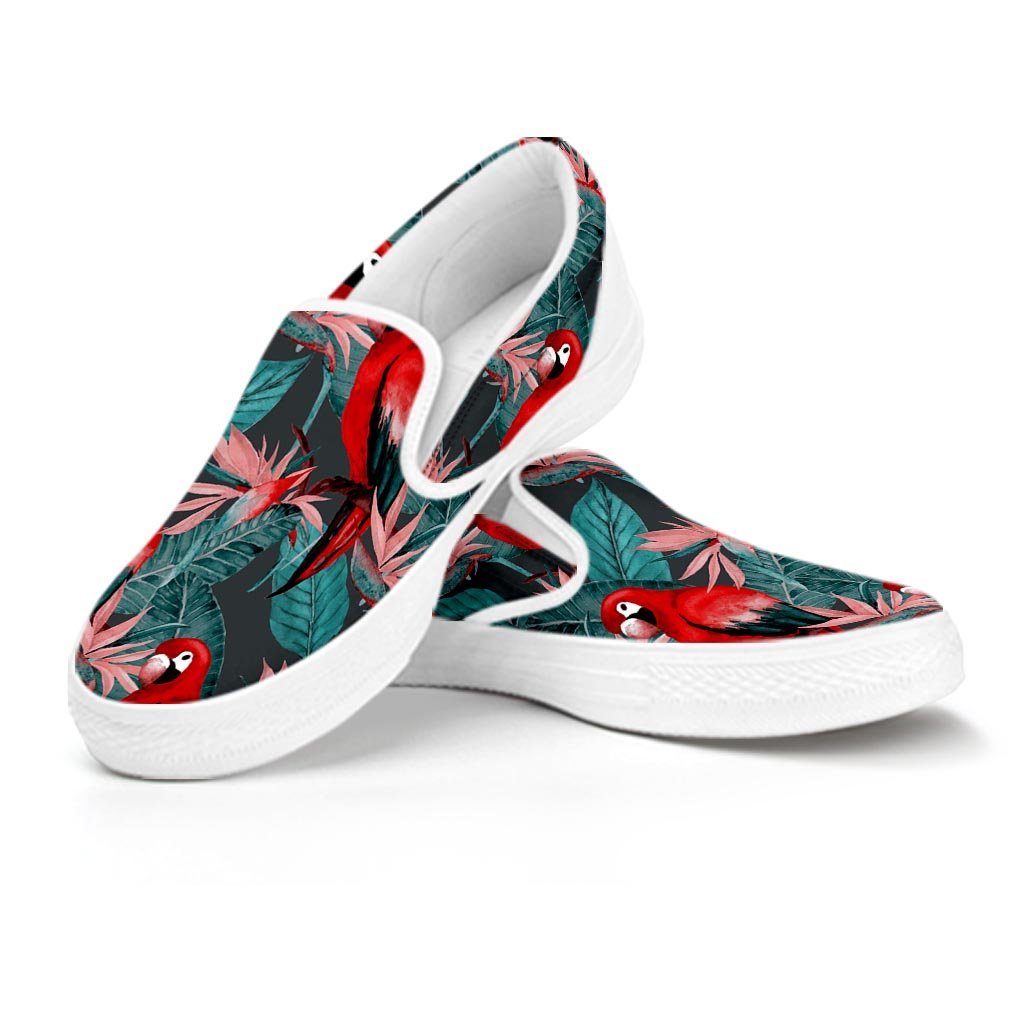 Watercolor Parrot Tropical Print Women's Slip On Sneakers-grizzshop
