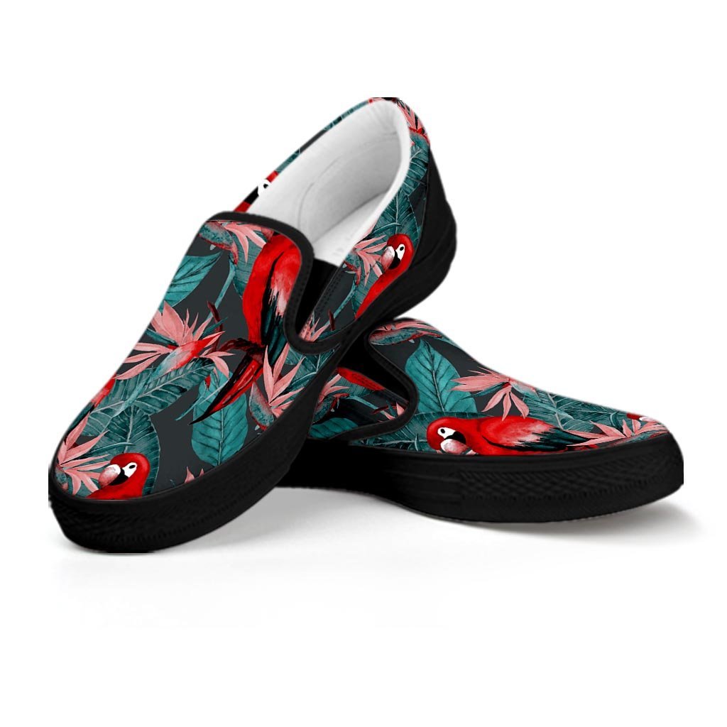 Watercolor Parrot Tropical Print Women's Slip On Sneakers-grizzshop