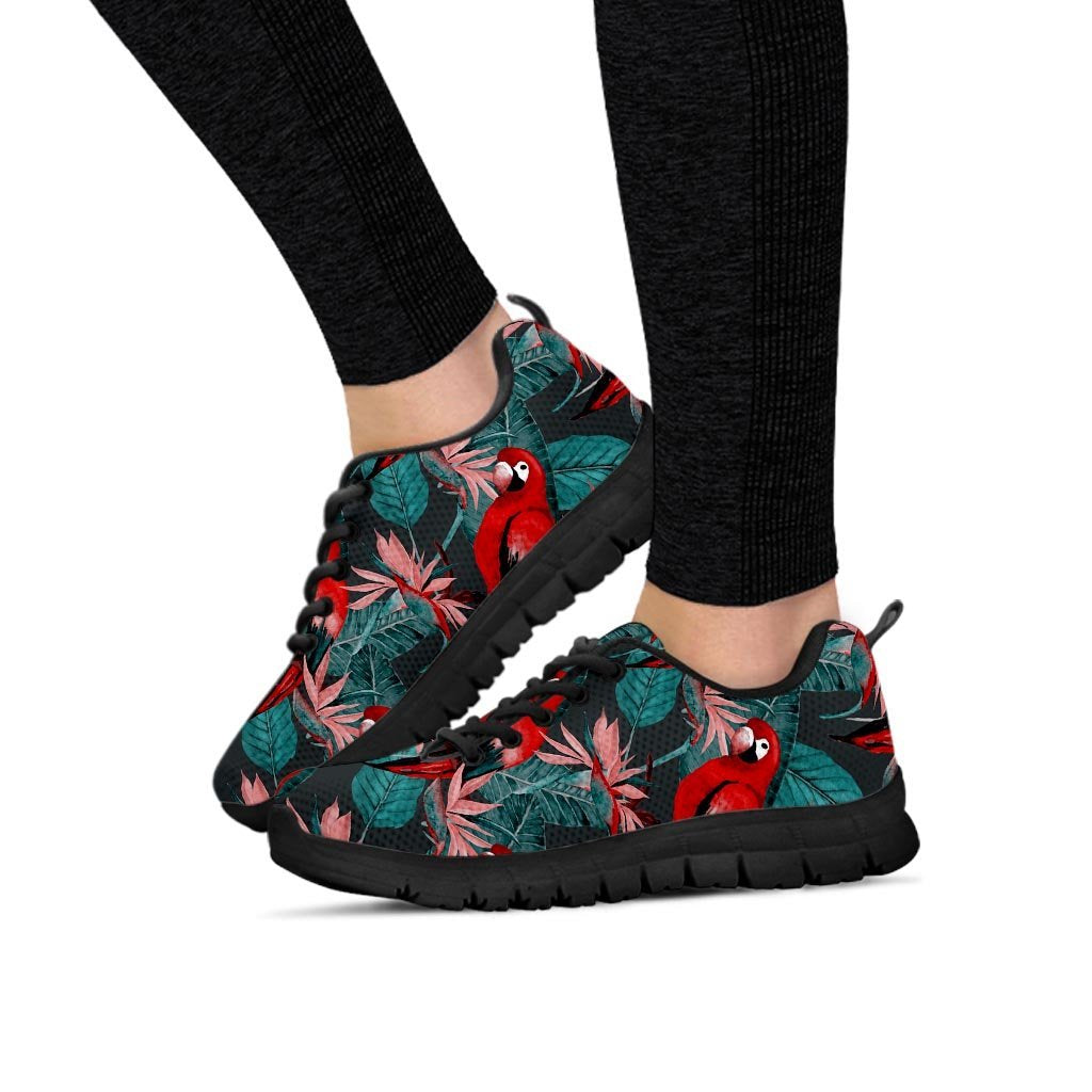 Watercolor Parrot Tropical Print Women's Sneakers-grizzshop