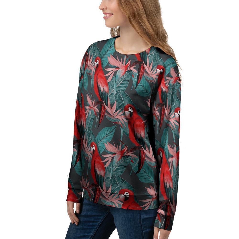 Watercolor Parrot Tropical Print Women's Sweatshirt-grizzshop