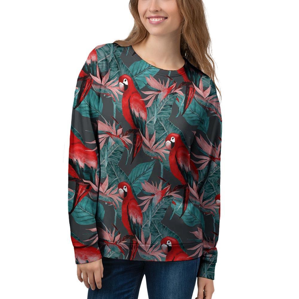 Watercolor Parrot Tropical Print Women's Sweatshirt-grizzshop