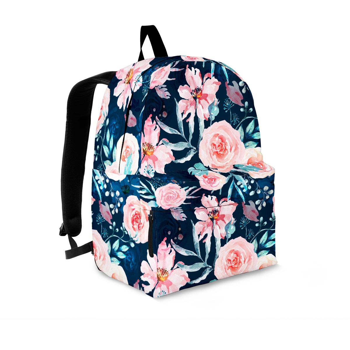 Watercolor Pink Rose Floral Backpack-grizzshop