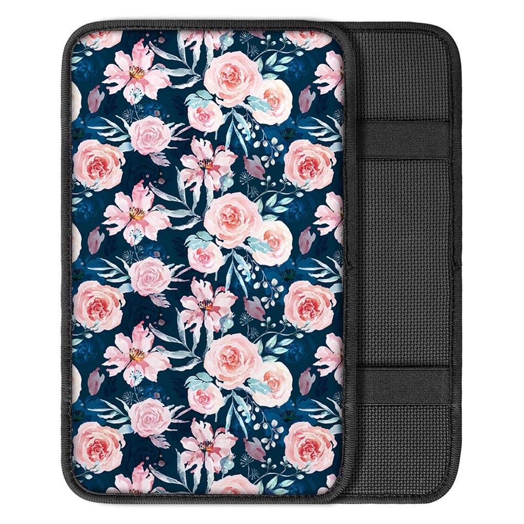 Watercolor Pink Rose Floral Car Console Cover-grizzshop