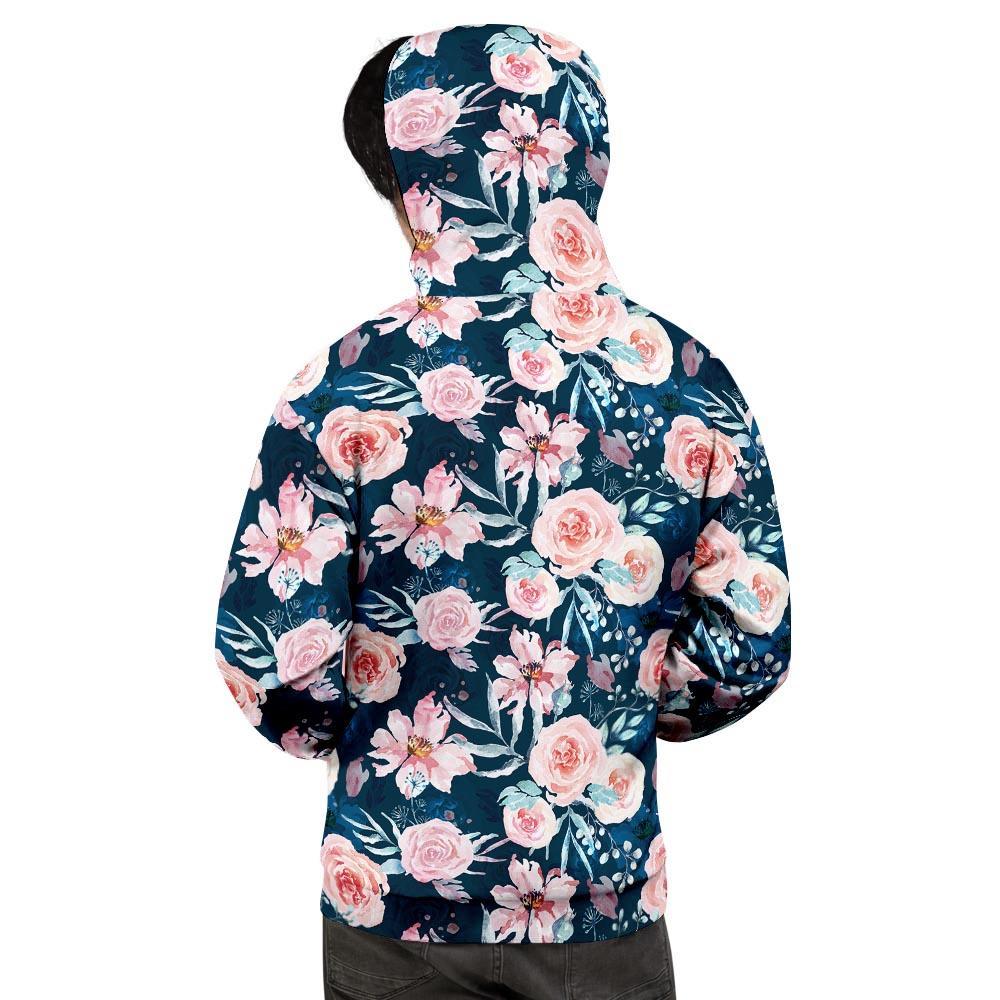 Watercolor Pink Rose Floral Men's Hoodie-grizzshop