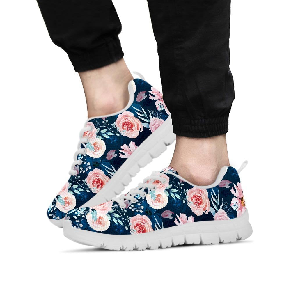 Watercolor Pink Rose Floral Men's Sneakers-grizzshop