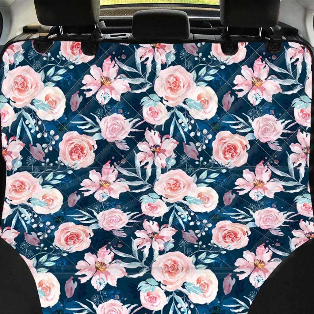 Watercolor Pink Rose Floral Pet Car Seat Cover-grizzshop
