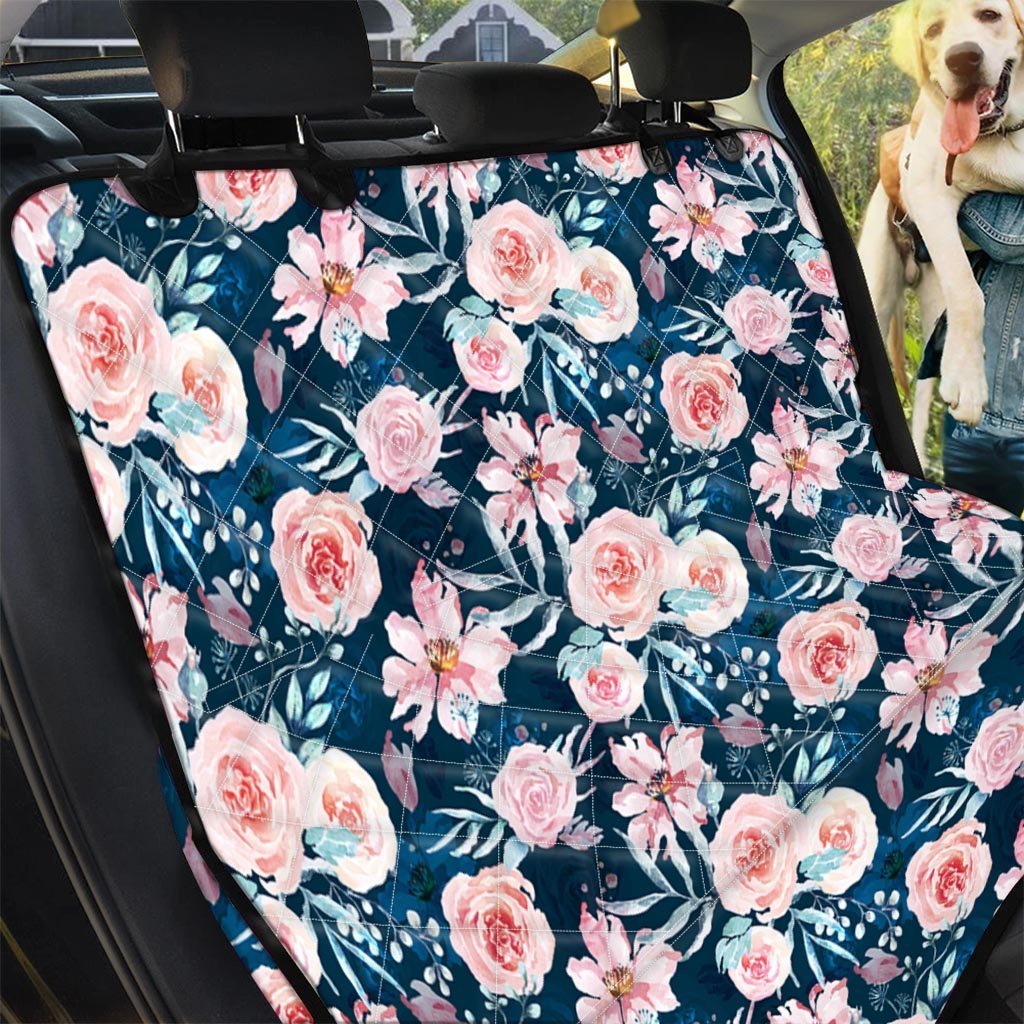 Watercolor Pink Rose Floral Pet Car Seat Cover-grizzshop