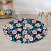 Watercolor Pink Rose Floral Round Rug-grizzshop