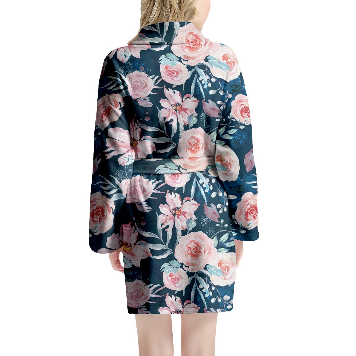 Watercolor Pink Rose Floral Women's Robe-grizzshop