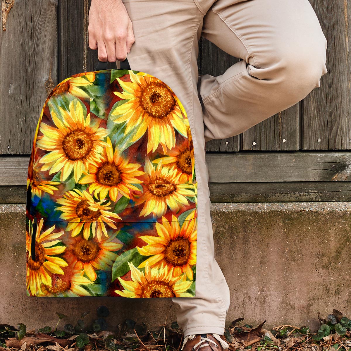 Watercolor Sunflower Backpack-grizzshop
