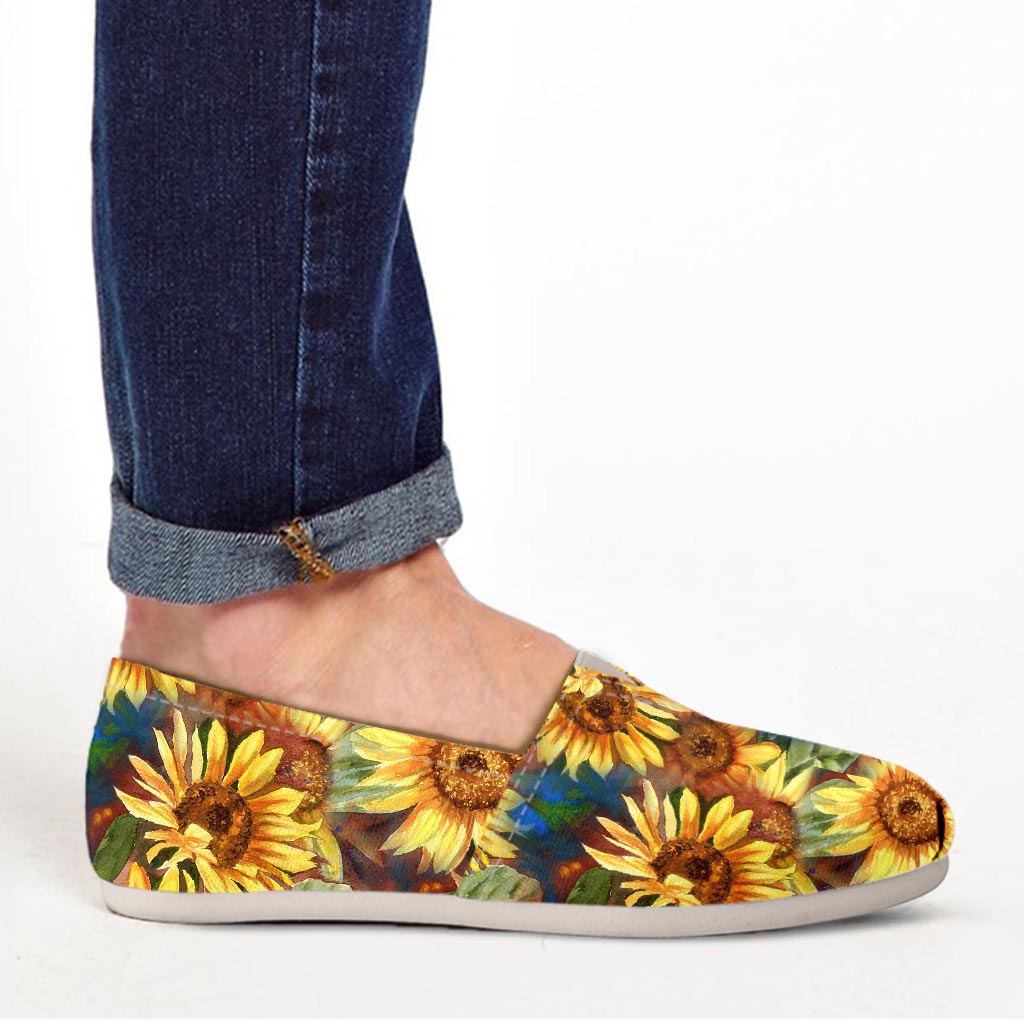 Watercolor Sunflower Canvas Shoes-grizzshop