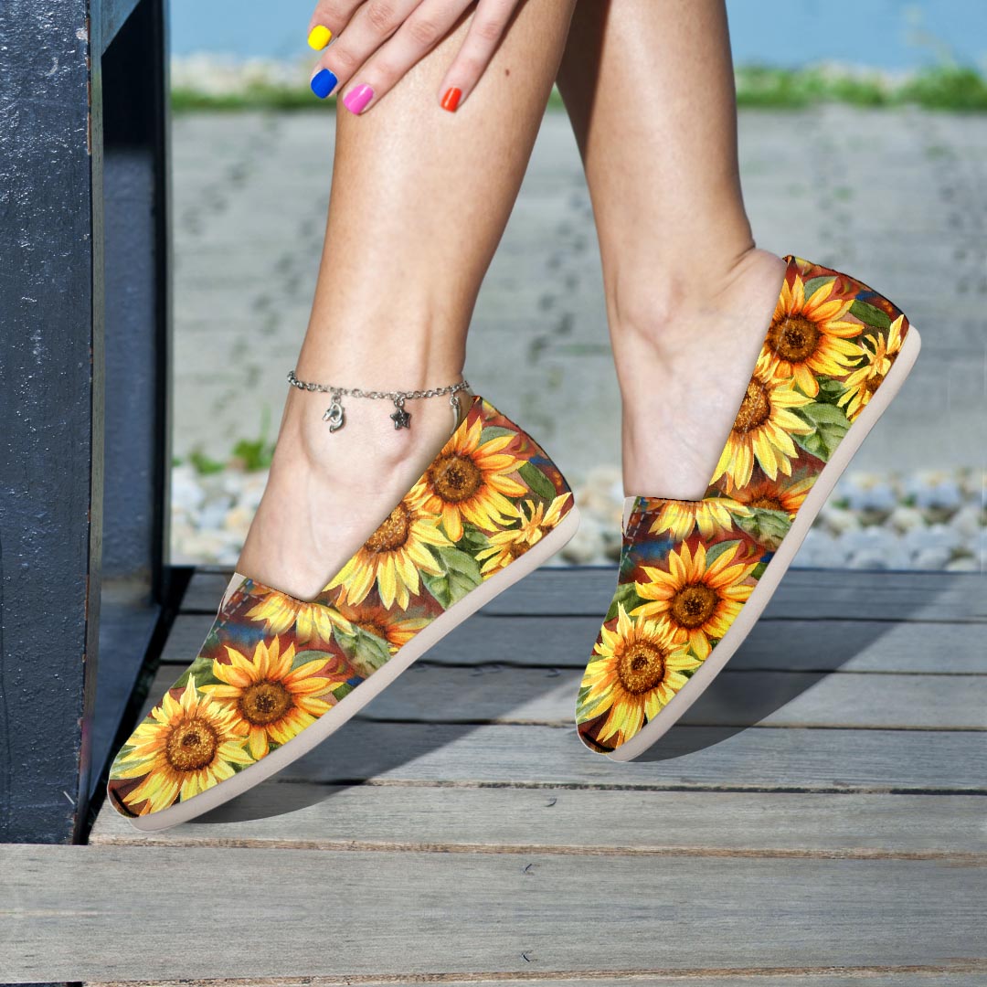 Watercolor Sunflower Canvas Shoes-grizzshop