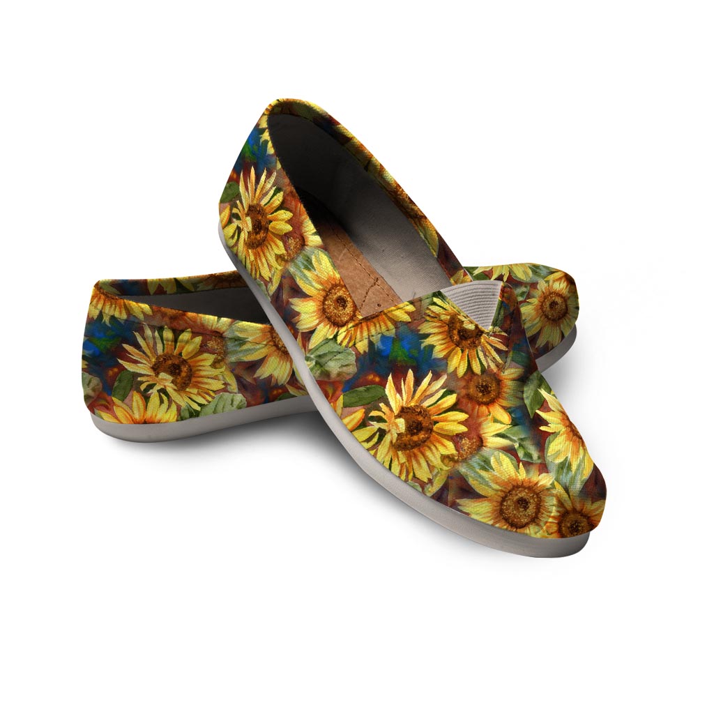 Watercolor Sunflower Canvas Shoes-grizzshop