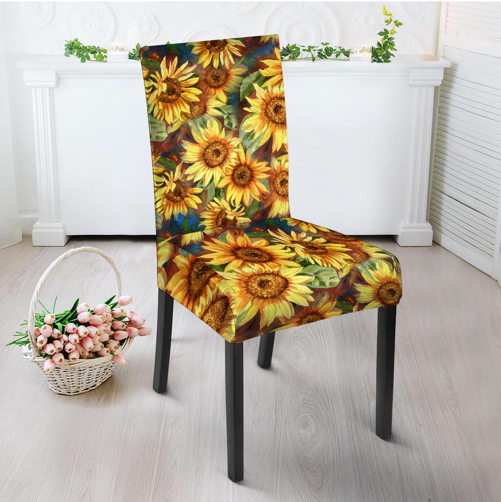 Watercolor Sunflower Chair Cover-grizzshop