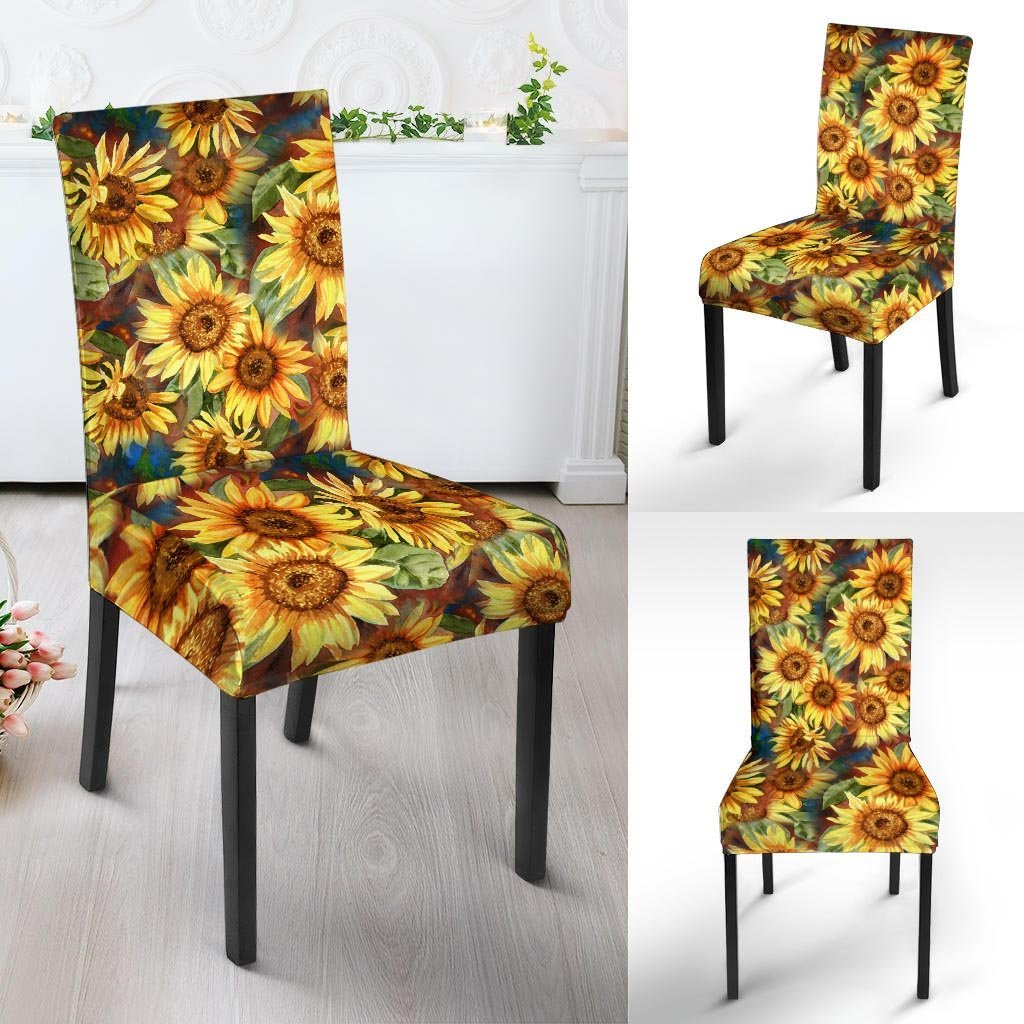 Watercolor Sunflower Chair Cover-grizzshop