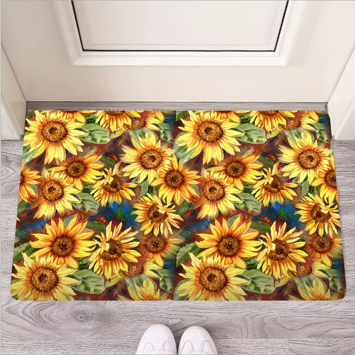 Watercolor Sunflower Door Mat-grizzshop